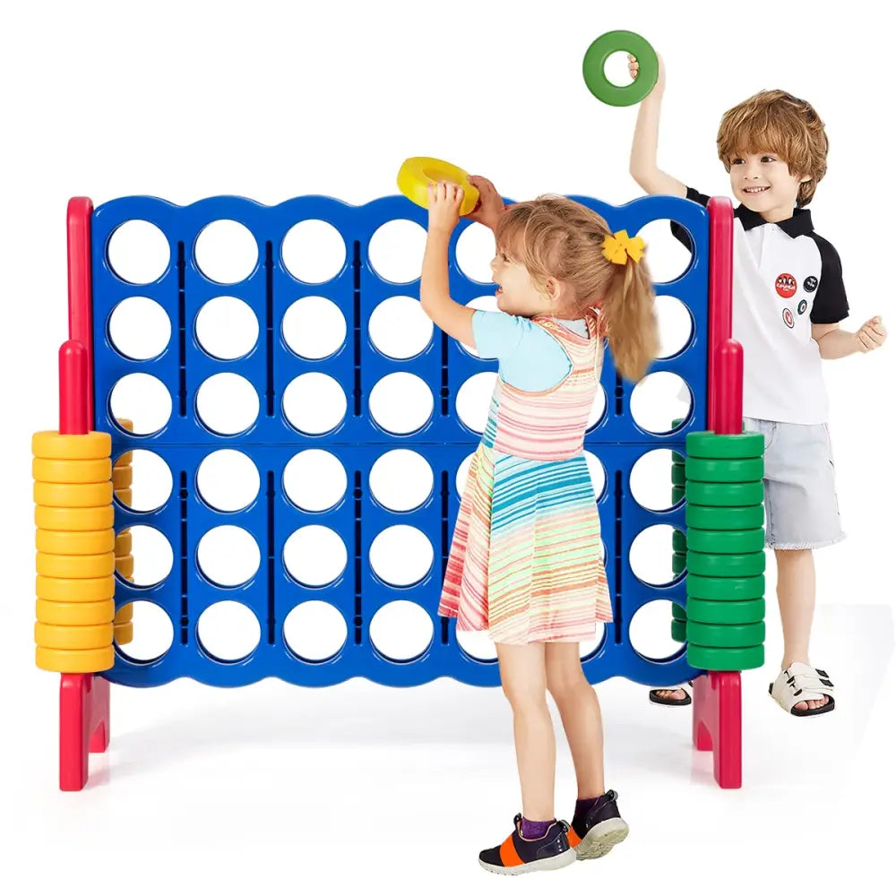 Jumbo 4-to-Score Giant Game Set with 42 Jumbo Rings and Quick-Release Slider-Red - Red - Lawn Games