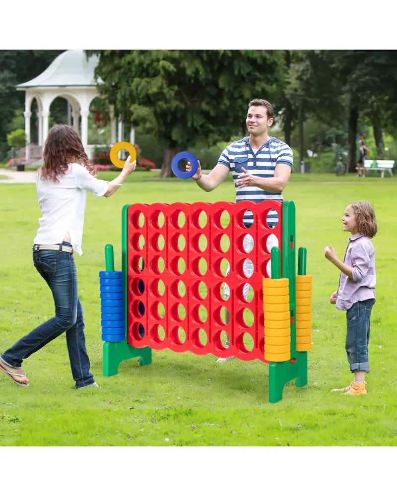 Jumbo 4-to-Score Giant Game Set with 42 Jumbo Rings and Quick-Release Slider-Green - Green - Lawn Games
