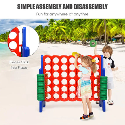 Jumbo 4-to-Score Giant Game Set with 42 Jumbo Rings and Quick-Release Slider-Blue - Blue - Lawn Games