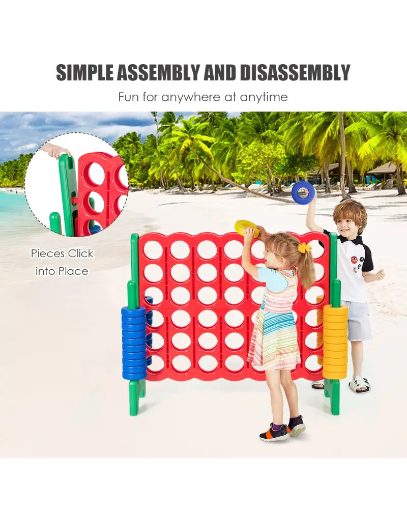 Jumbo 4-to-Score Giant Game Set with 42 Jumbo Rings and Quick-Release Slider-Green - Green - Lawn Games