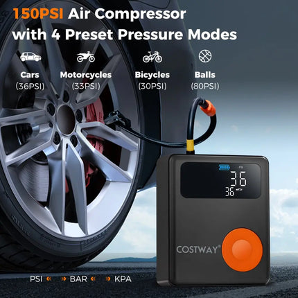 Jump Starter with Air Compressor 2000A 12V Car Battery with 150PSI Digital Tire Inflator - Black - Garages