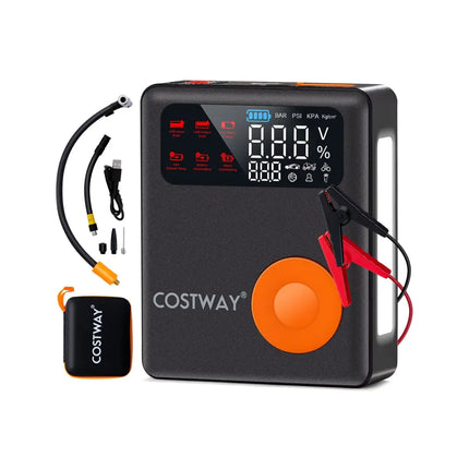 Jump Starter with Air Compressor 2000A 12V Car Battery with 150PSI Digital Tire Inflator - Black - Garages