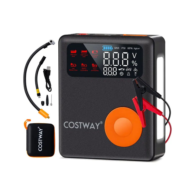 Jump Starter with Air Compressor 2000A 12V Car Battery with 150PSI Digital Tire Inflator - Black - Garages