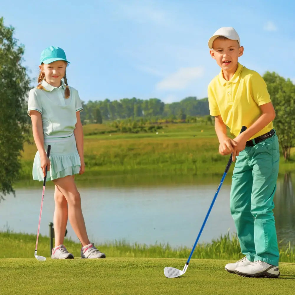 Junior #7 Iron for Kids with Fiberglass Shaft and Headcover-Blue - Blue - Golf