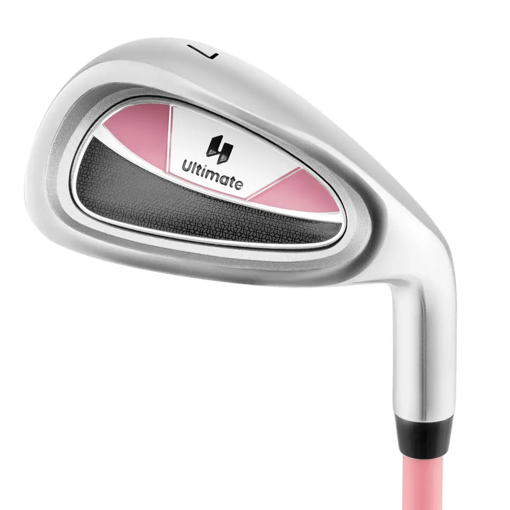 Junior #7 Iron for Kids with Fiberglass Shaft and Headcover-Pink - Pink - Golf