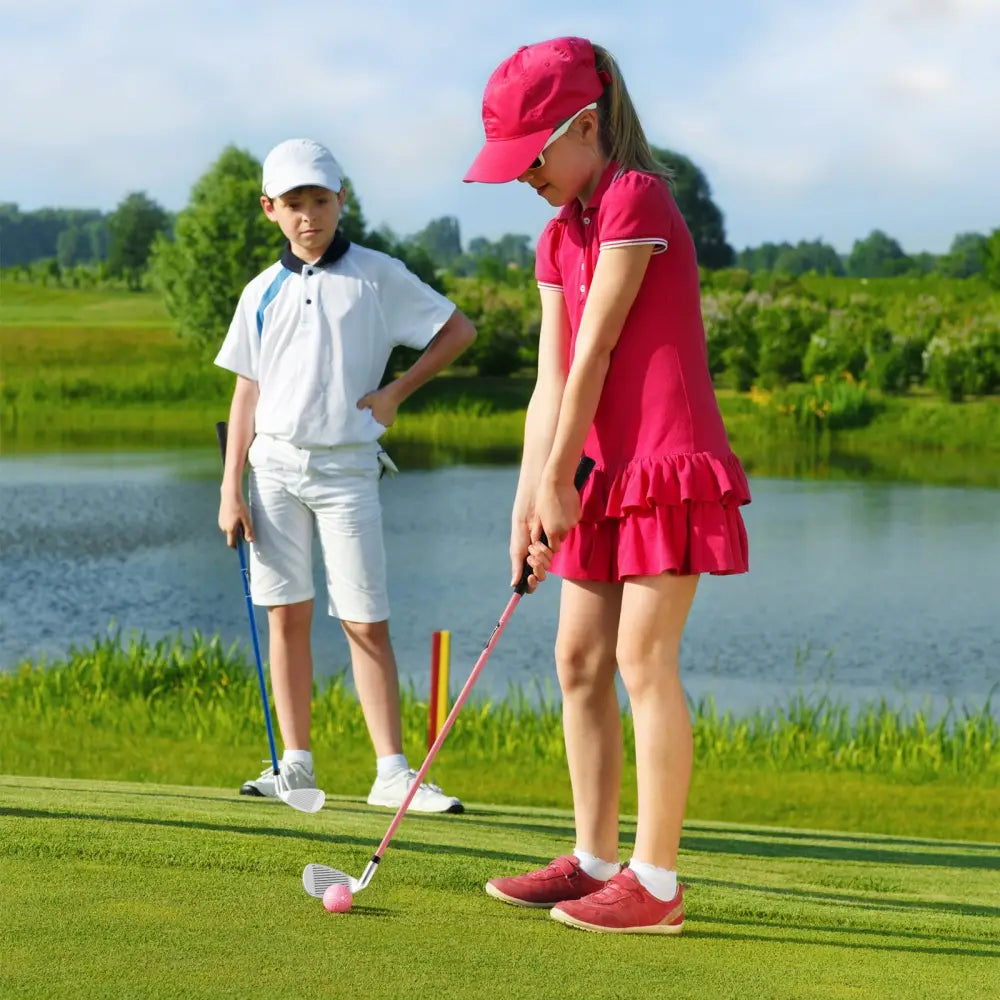 Junior #7 Iron for Kids with Fiberglass Shaft and Headcover-Pink - Pink - Golf
