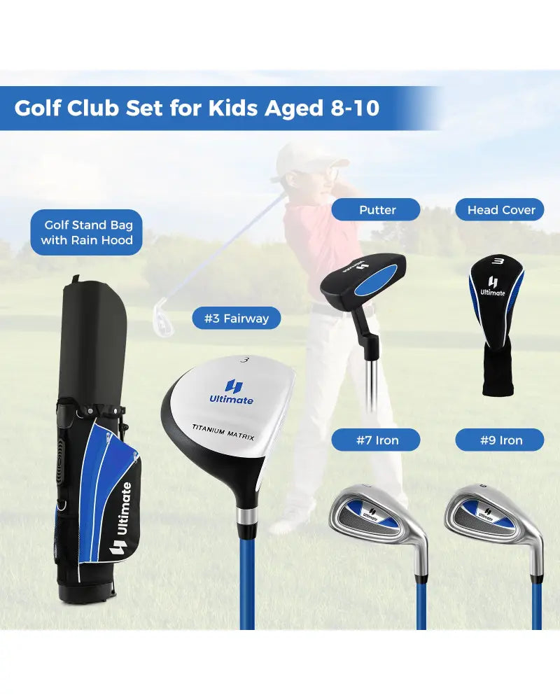 Junior Complete Golf Club Set for Age 8 to 10-Blue - Blue - Golf