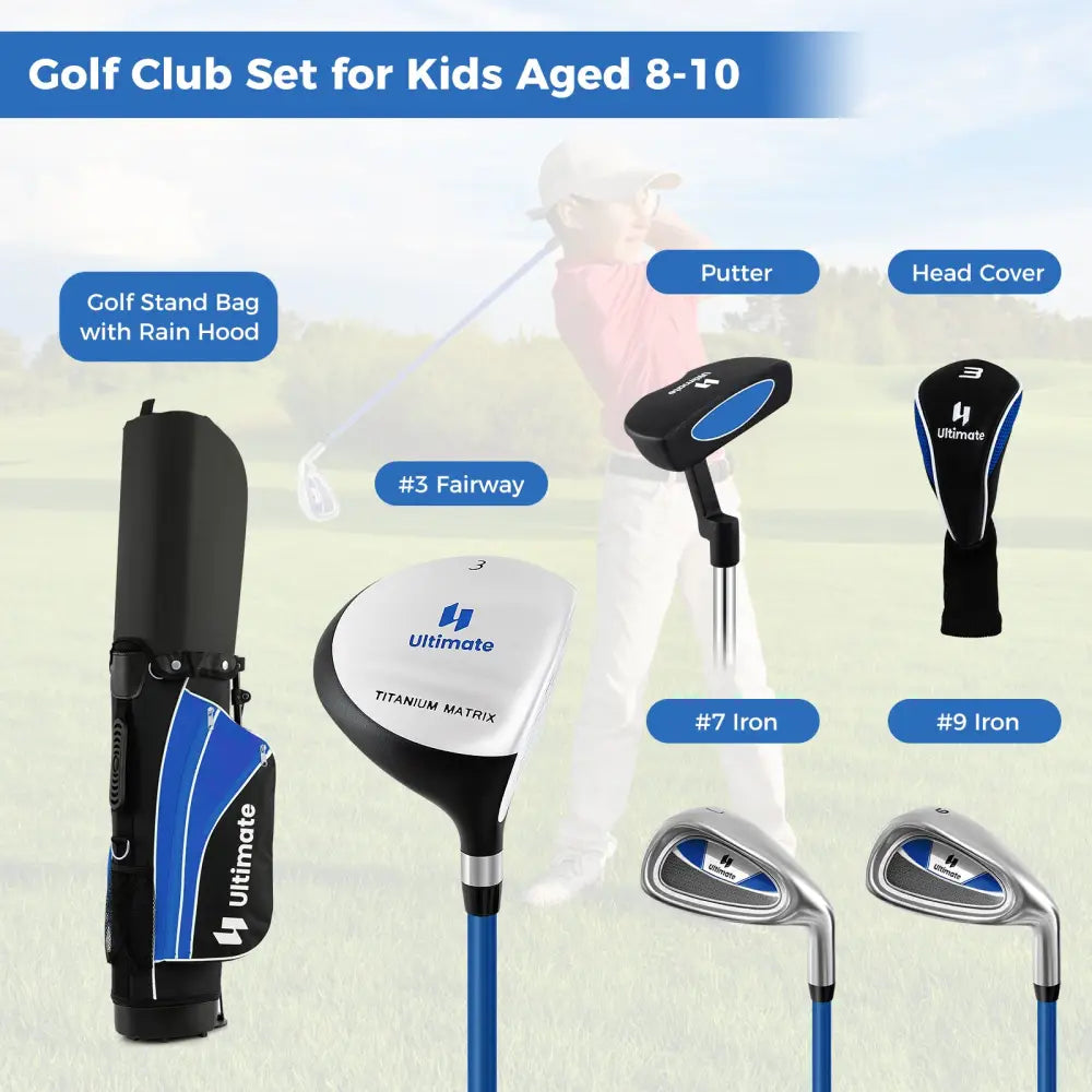 Junior Complete Golf Club Set for Age 8 to 10-Blue - Blue - Golf