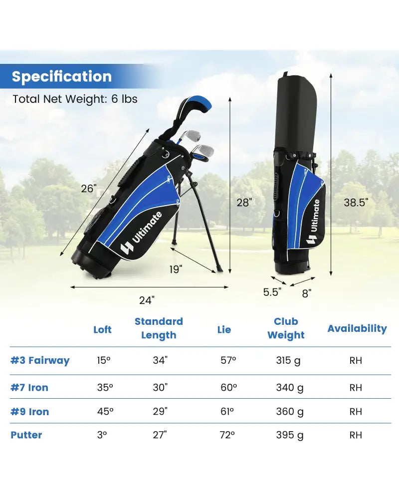 Junior Complete Golf Club Set for Age 8 to 10-Blue - Blue - Golf