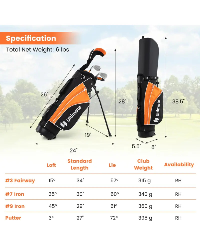 Junior Complete Golf Club Set for Age 8 to 10-Yellow - Yellow - Golf