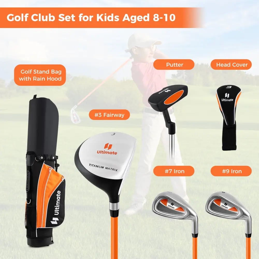 Junior Complete Golf Club Set for Age 8 to 10-Yellow - Yellow - Golf