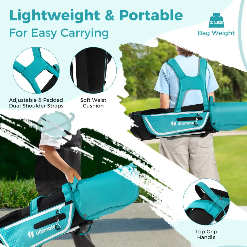 Junior Complete Golf Club Set for Kids with Rain Hood Right Hand Children Golf Age 8-10 Years Old-Blue - Blue - Golf