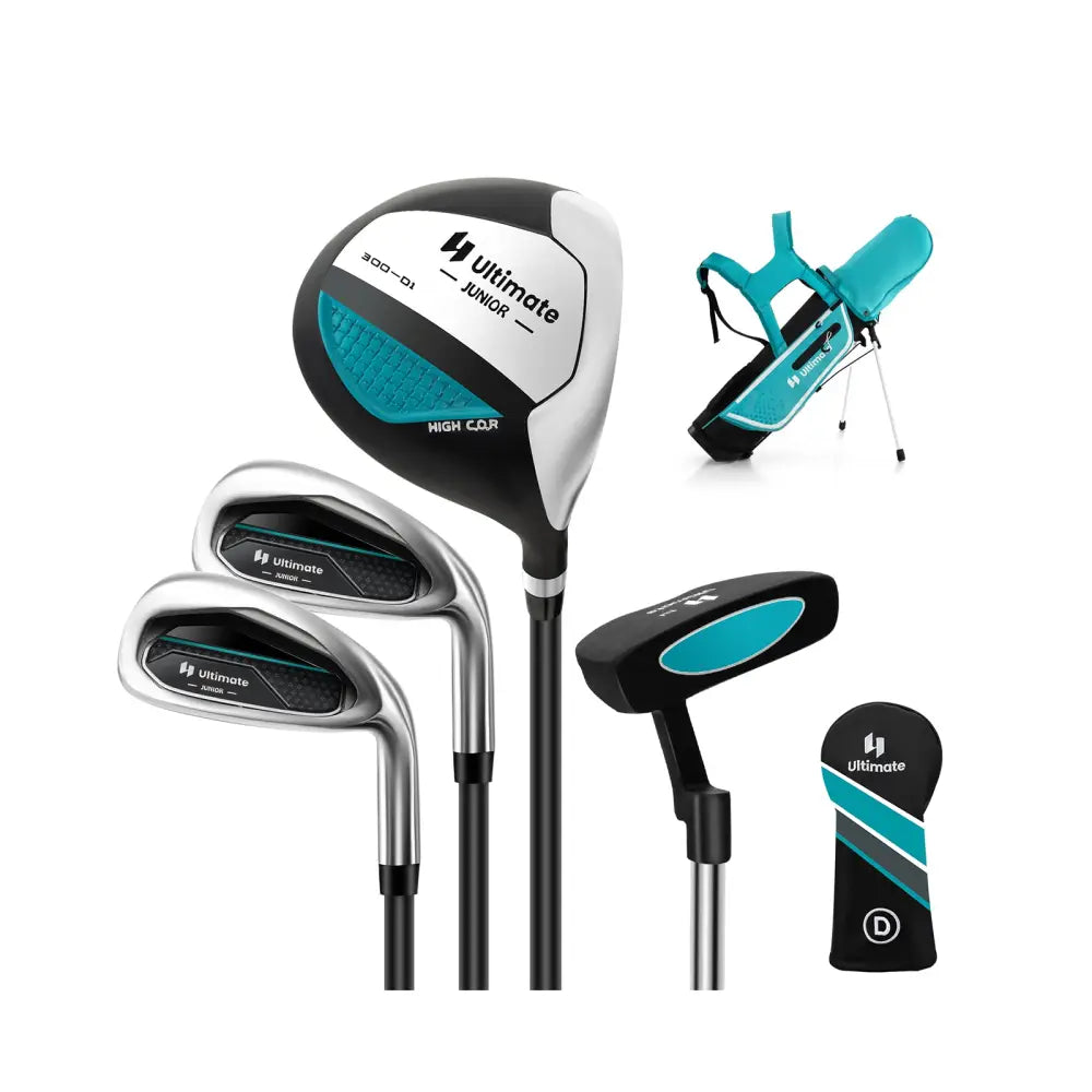 Junior Complete Golf Club Set for Kids with Rain Hood Right Hand Children Golf Age 8-10 Years Old-Blue - Blue - Golf