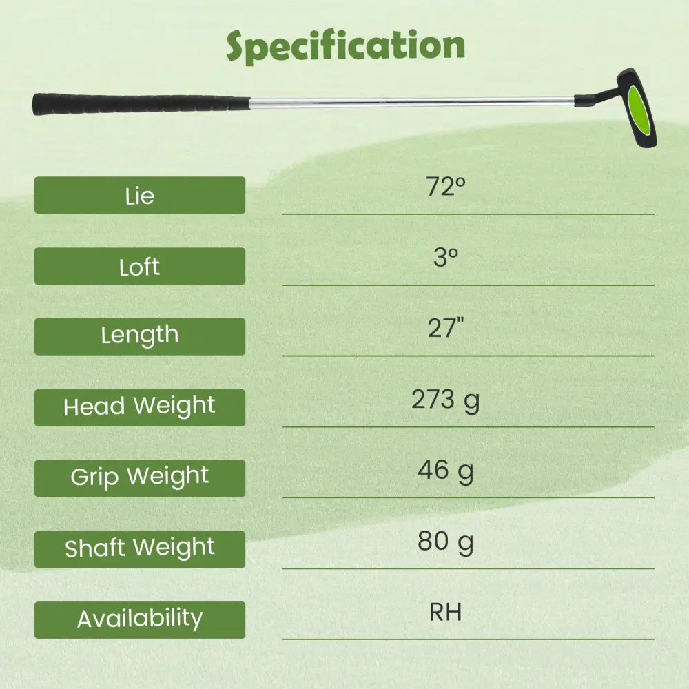 Junior Mallet Putter Individual Gold Club for 8-10 years old Kids-Green - Green - Golf