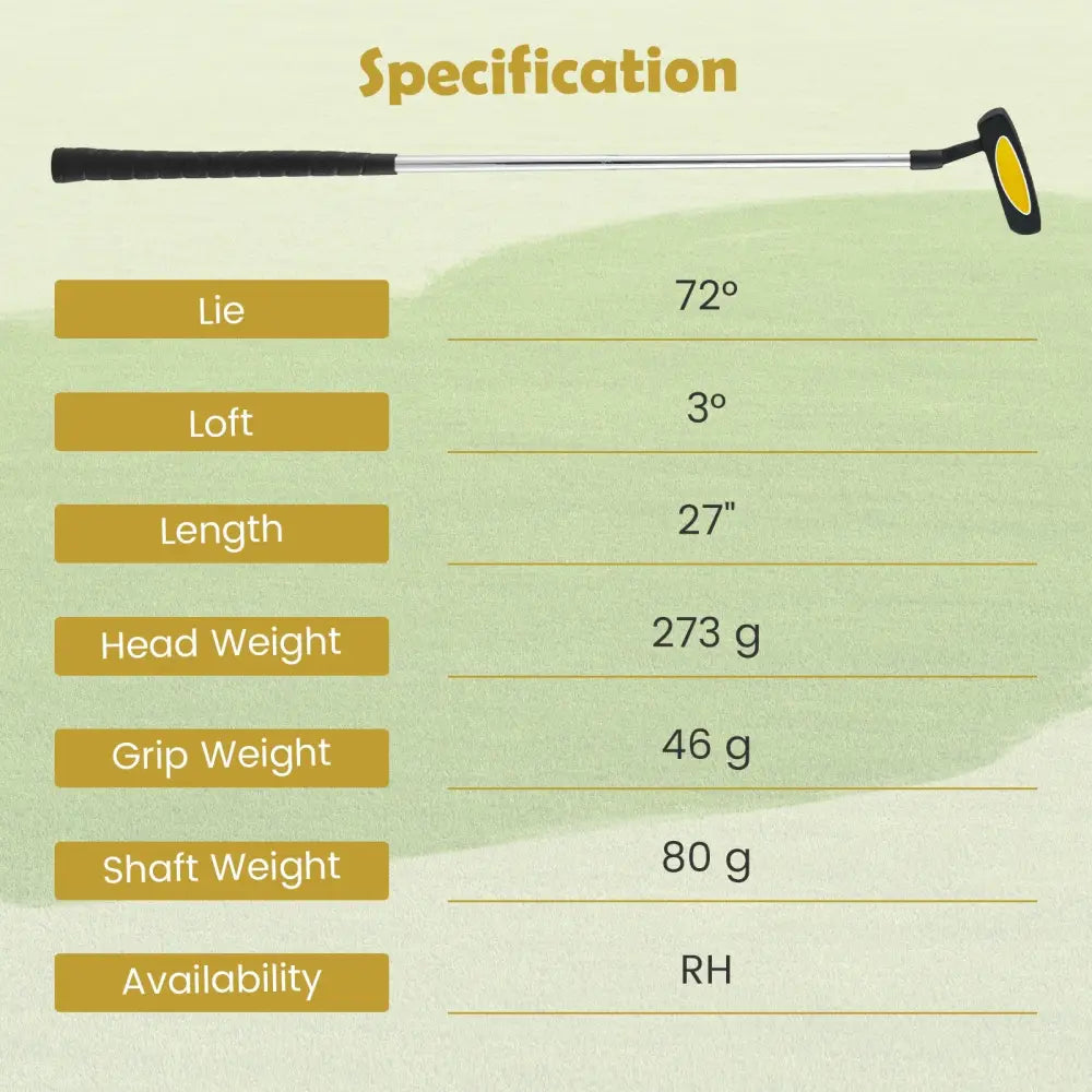 Junior Mallet Putter Individual Gold Club for 8-10 years old Kids-Yellow - Yellow - Golf