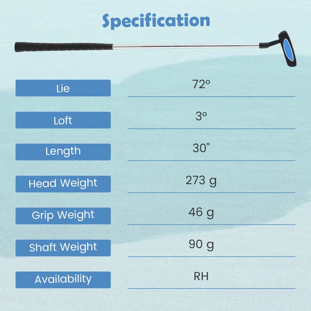Junior Mallet Putter Individual Gold Club for Kids Ages 11-14-Blue - Blue - Golf