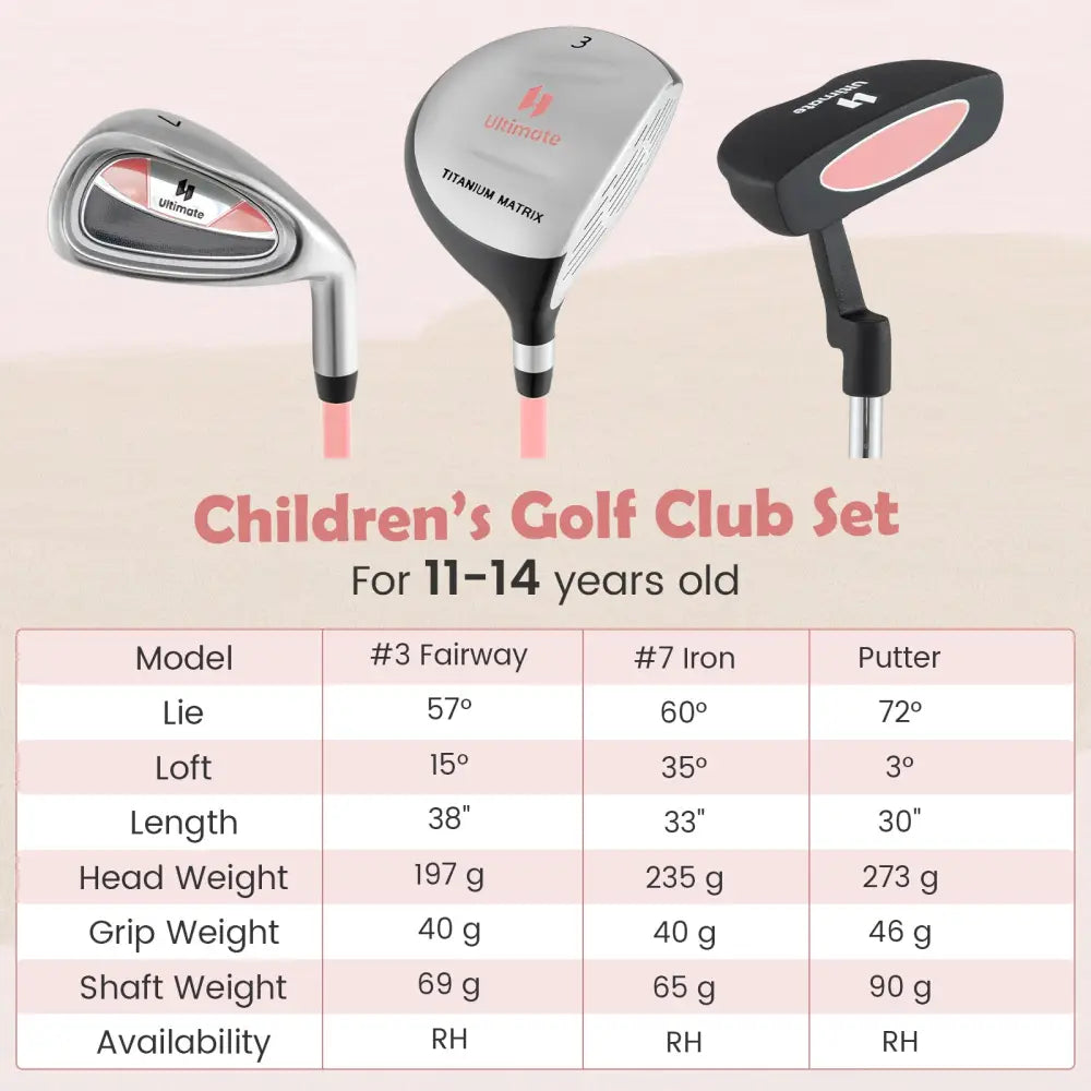 Junior Mallet Putter Individual Gold Club for Kids Ages 11-14-Pink - Pink - Golf