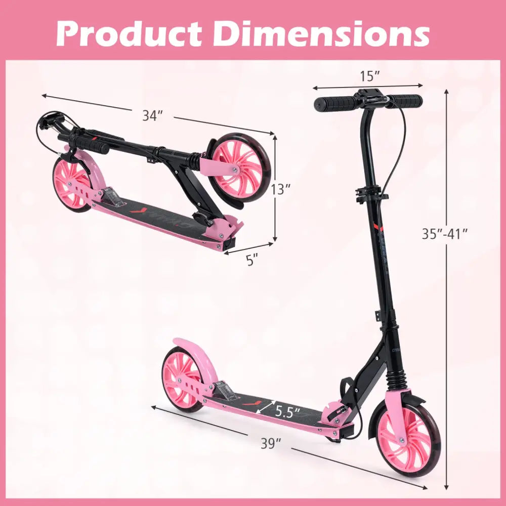 Kick Scooter for Kids Teens Adults Age 8+ Foldable Scooter with Large Light-up Wheels-Pink - Pink - Scooters