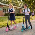 Kick Scooter for Kids Teens Adults Age 8+ Foldable Scooter with Large Light-up Wheels-Blue - Blue - Scooters