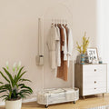 Kid Clothes Rack with 3 Adjustable Heights and Wheels-White - White - Kids Storage
