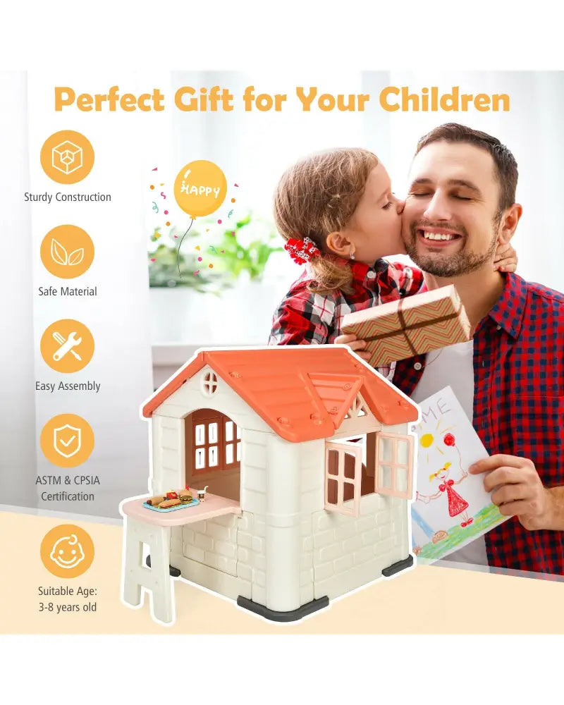 Kid€™s Playhouse Pretend Toy House For Boys and Girls 7 Pieces Toy Set-Pink - Pink - Play Tents & Playhouse