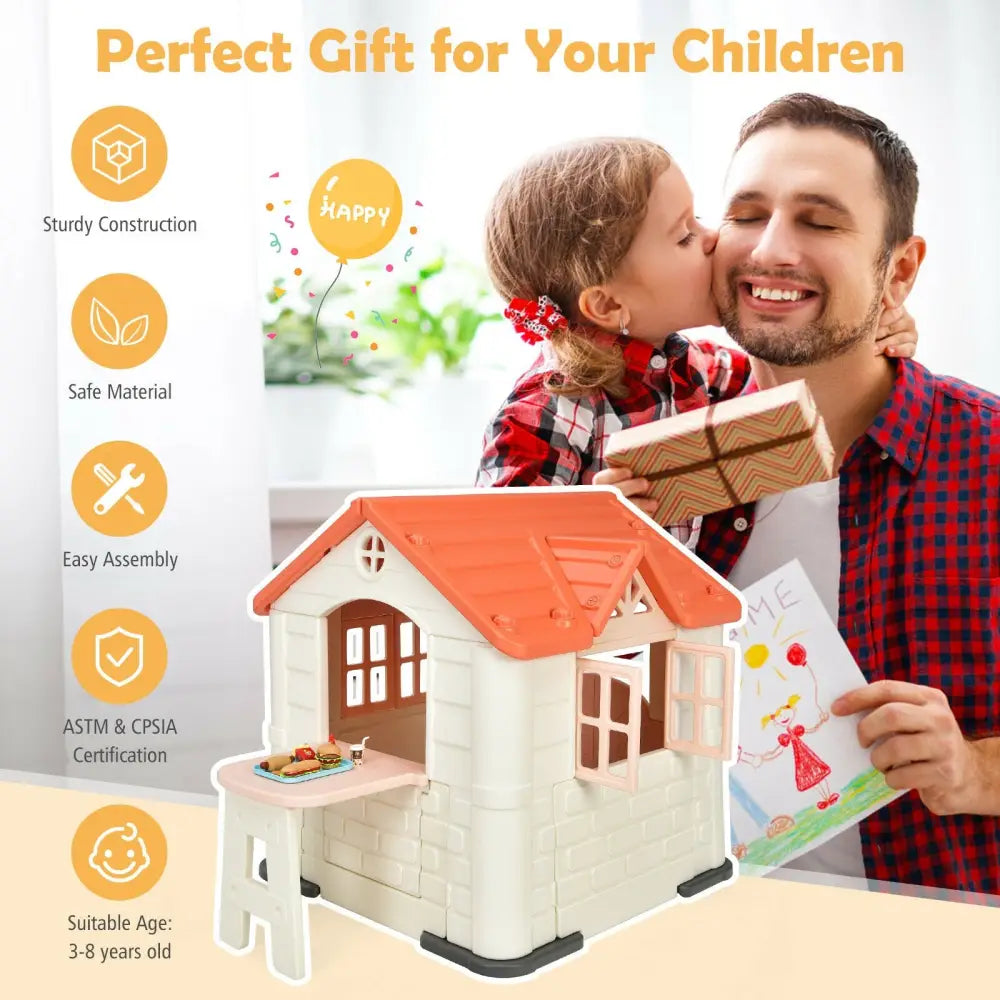 Kid€™s Playhouse Pretend Toy House For Boys and Girls 7 Pieces Toy Set-Pink - Pink - Play Tents & Playhouse