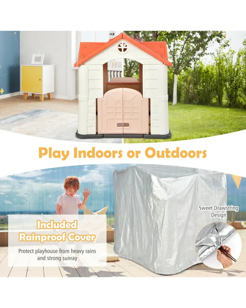 Kid€™s Playhouse Pretend Toy House For Boys and Girls 7 Pieces Toy Set-Pink - Pink - Play Tents & Playhouse