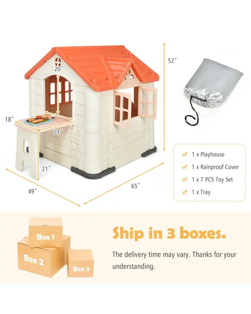 Kid€™s Playhouse Pretend Toy House For Boys and Girls 7 Pieces Toy Set-Pink - Pink - Play Tents & Playhouse
