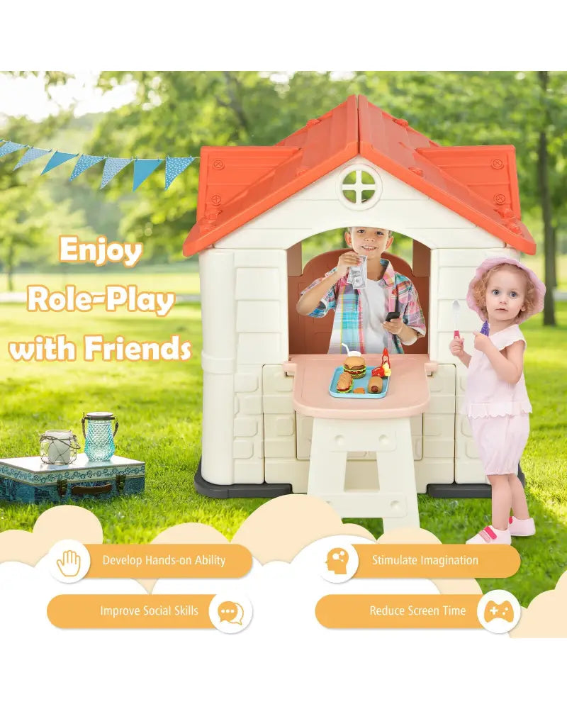 Kid€™s Playhouse Pretend Toy House For Boys and Girls 7 Pieces Toy Set-Pink - Pink - Play Tents & Playhouse