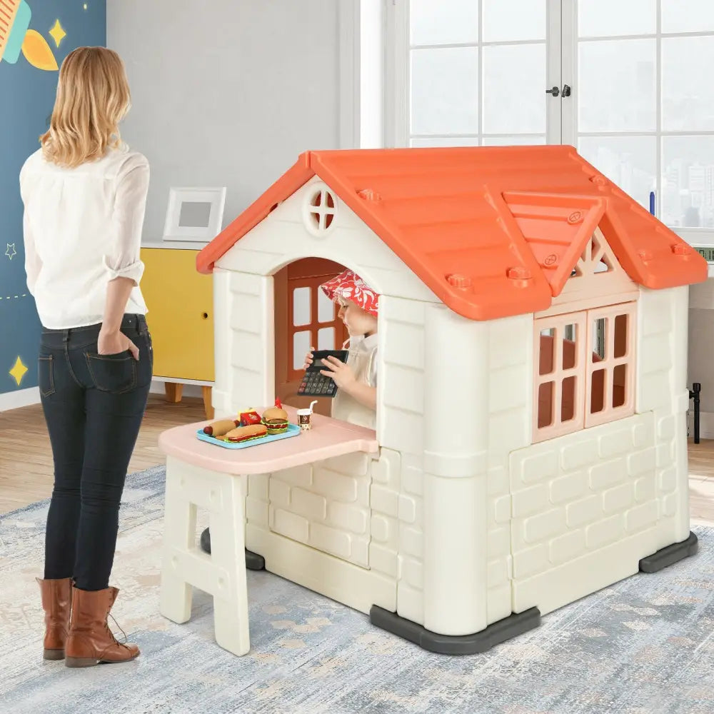 Kid€™s Playhouse Pretend Toy House For Boys and Girls 7 Pieces Toy Set-Pink - Pink - Play Tents & Playhouse