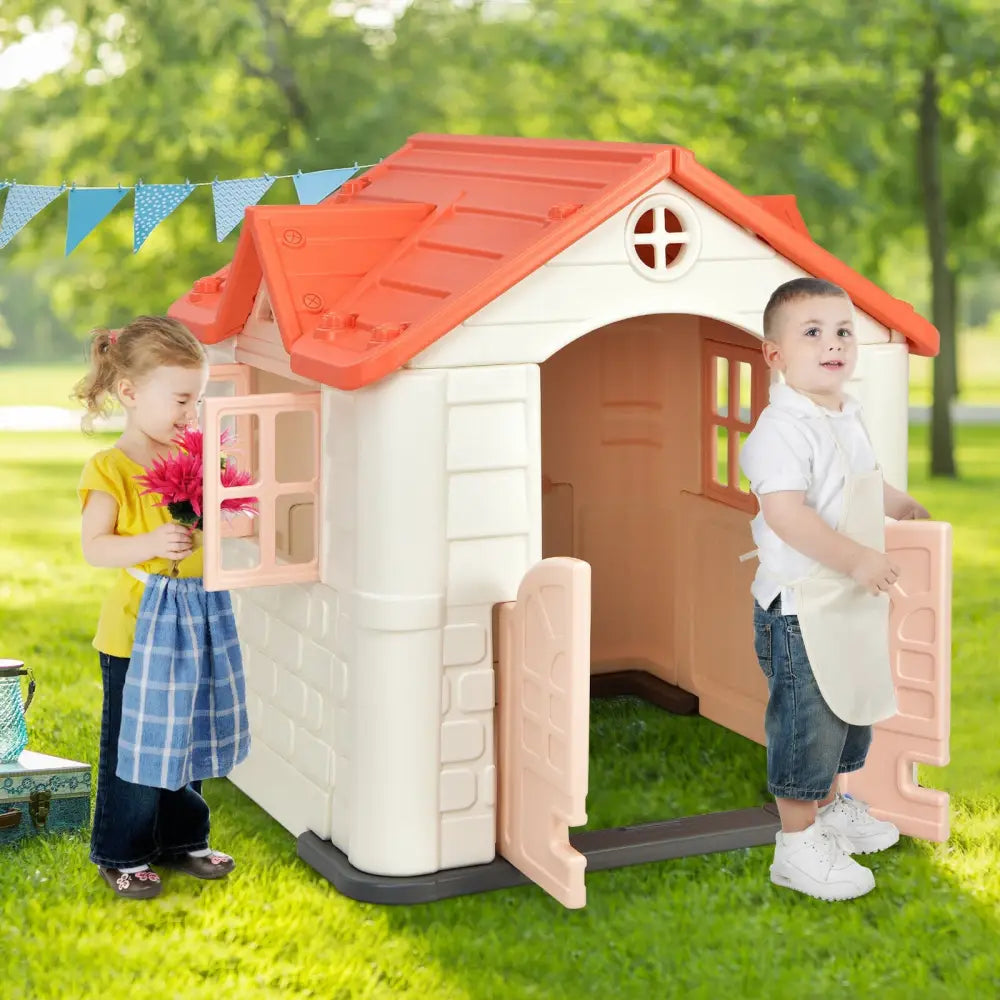 Kid€™s Playhouse Pretend Toy House For Boys and Girls 7 Pieces Toy Set-Pink - Pink - Play Tents & Playhouse