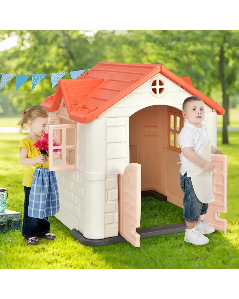 Kid€™s Playhouse Pretend Toy House For Boys and Girls 7 Pieces Toy Set-Pink - Pink - Play Tents & Playhouse