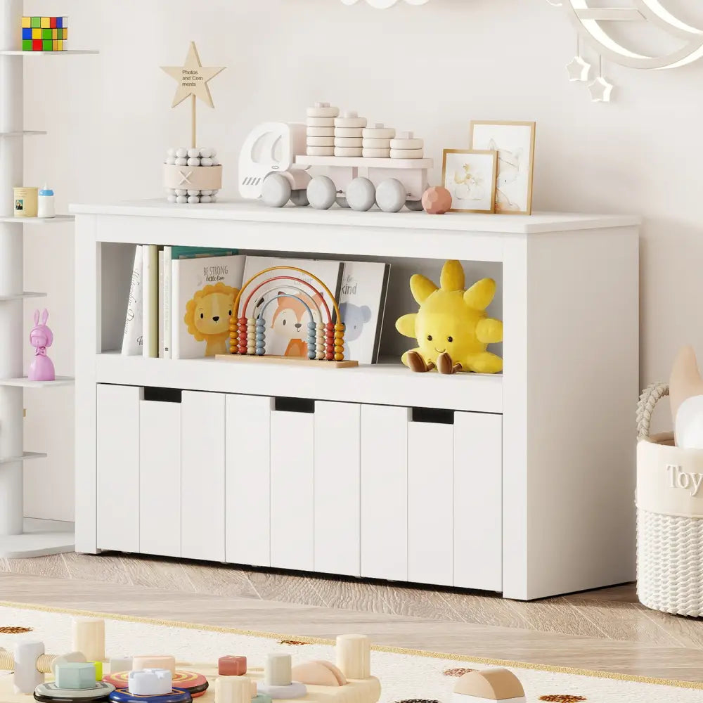 Kid Toy Storage Cabinet 3 Drawer Chest with Wheels Large Storage Cube Shelf - White - Kids Storage