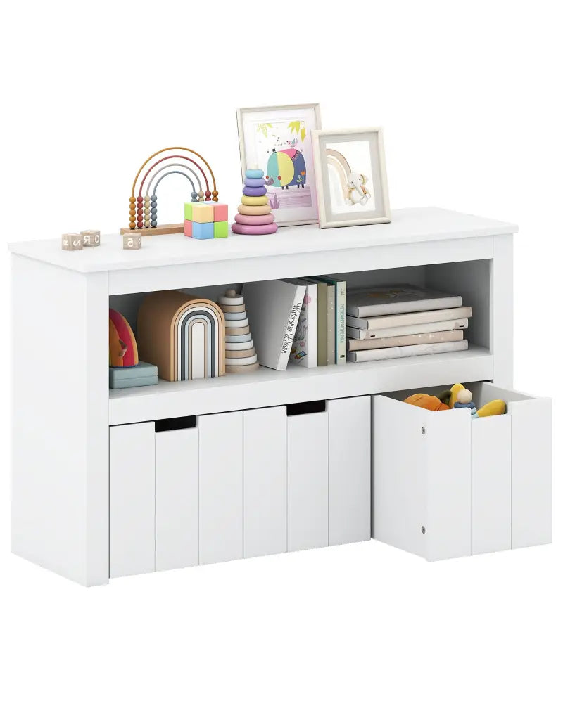 Kid Toy Storage Cabinet 3 Drawer Chest with Wheels Large Storage Cube Shelf - White - Kids Storage