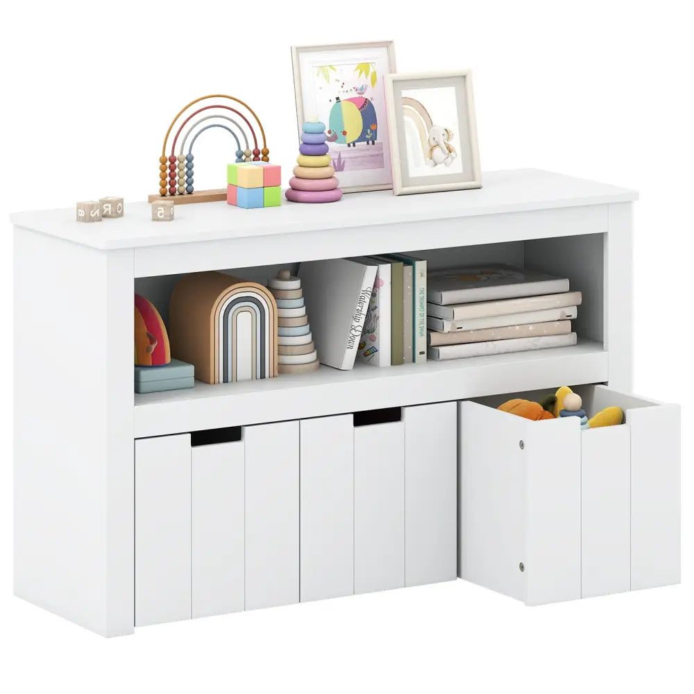 Kid Toy Storage Cabinet 3 Drawer Chest with Wheels Large Storage Cube Shelf - White - Kids Storage