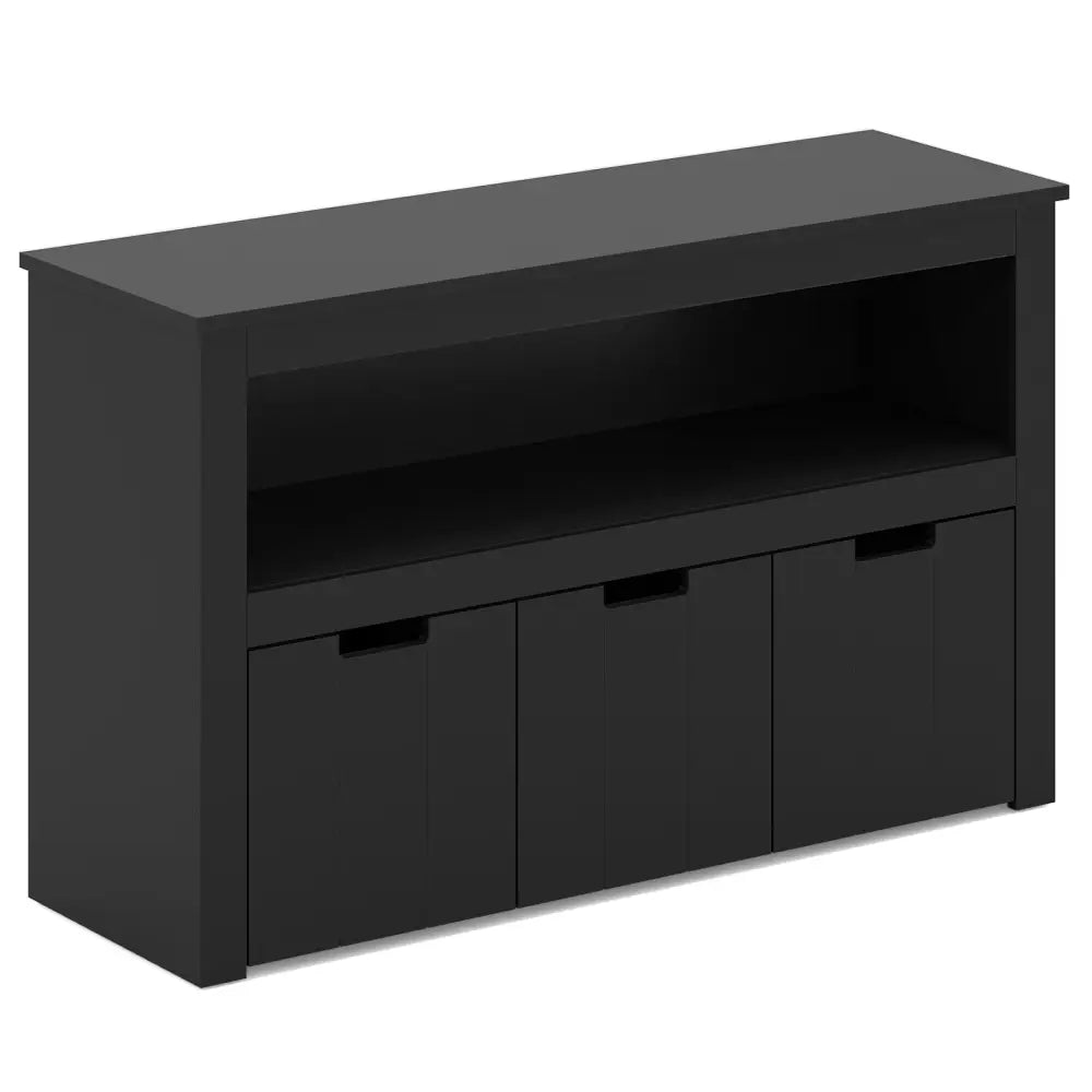 Kid Toy Storage Cabinet Drawer Chest with Wheels and Large Storage Cube Shelf-Black - Black - Kids Storage