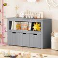 Kid Toy Storage Cabinet Drawer Chest with Wheels and Large Storage Cube Shelf-Gray - Gray - Kids Storage