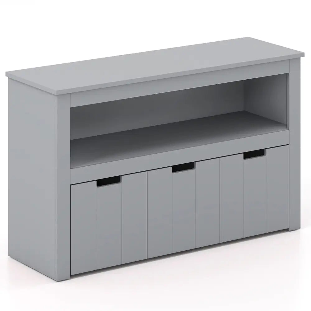 Kid Toy Storage Cabinet Drawer Chest with Wheels and Large Storage Cube Shelf-Gray - Gray - Kids Storage