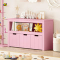 Kid Toy Storage Cabinet Drawer Chest with Wheels and Large Storage Cube Shelf-Pink - Pink - Kids Storage