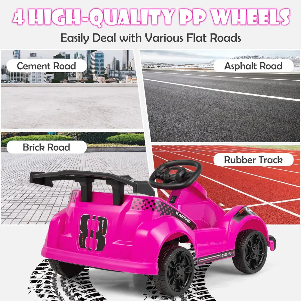 Kids 6V Ride On Go Cart with Remote Control and Safety Belt-Pink - Pink - Powered Ride On Toys