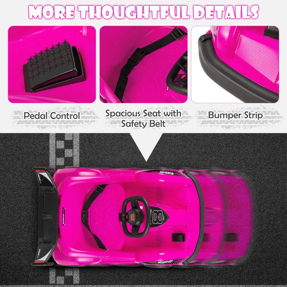 Kids 6V Ride On Go Cart with Remote Control and Safety Belt-Pink - Pink - Powered Ride On Toys