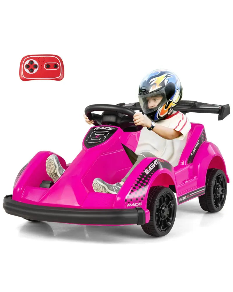 Kids 6V Ride On Go Cart with Remote Control and Safety Belt-Pink - Pink - Powered Ride On Toys