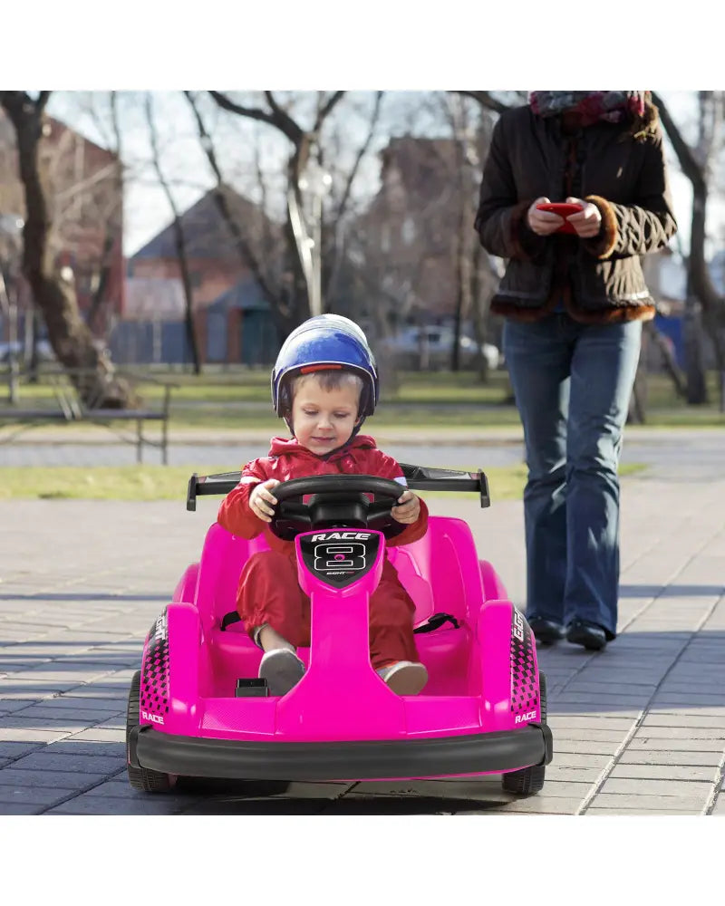 Kids 6V Ride On Go Cart with Remote Control and Safety Belt-Pink - Pink - Powered Ride On Toys