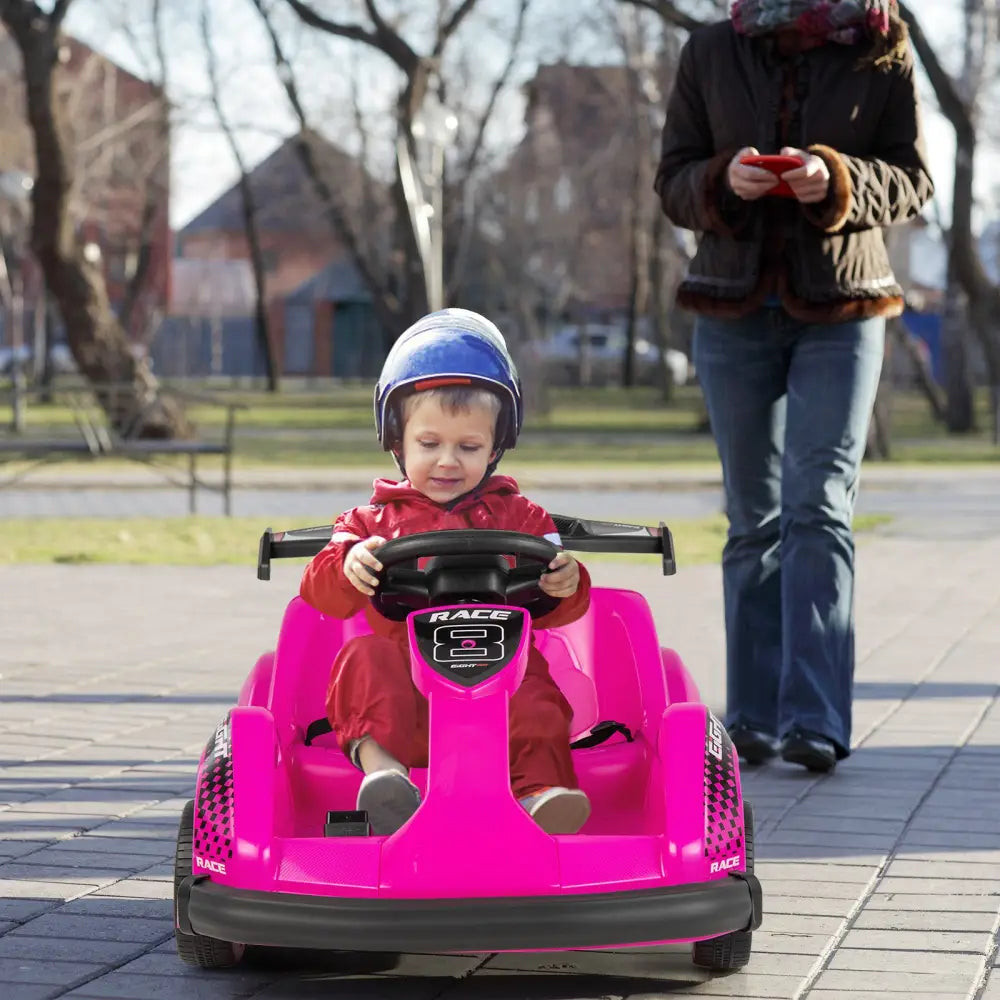 Kids 6V Ride On Go Cart with Remote Control and Safety Belt-Pink - Pink - Powered Ride On Toys