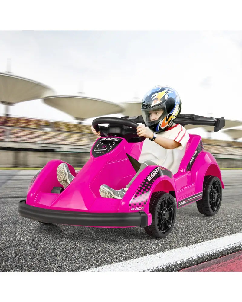 Kids 6V Ride On Go Cart with Remote Control and Safety Belt-Pink - Pink - Powered Ride On Toys