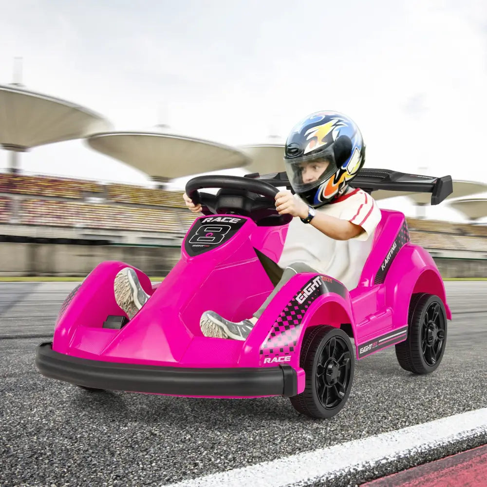 Kids 6V Ride On Go Cart with Remote Control and Safety Belt-Pink - Pink - Powered Ride On Toys