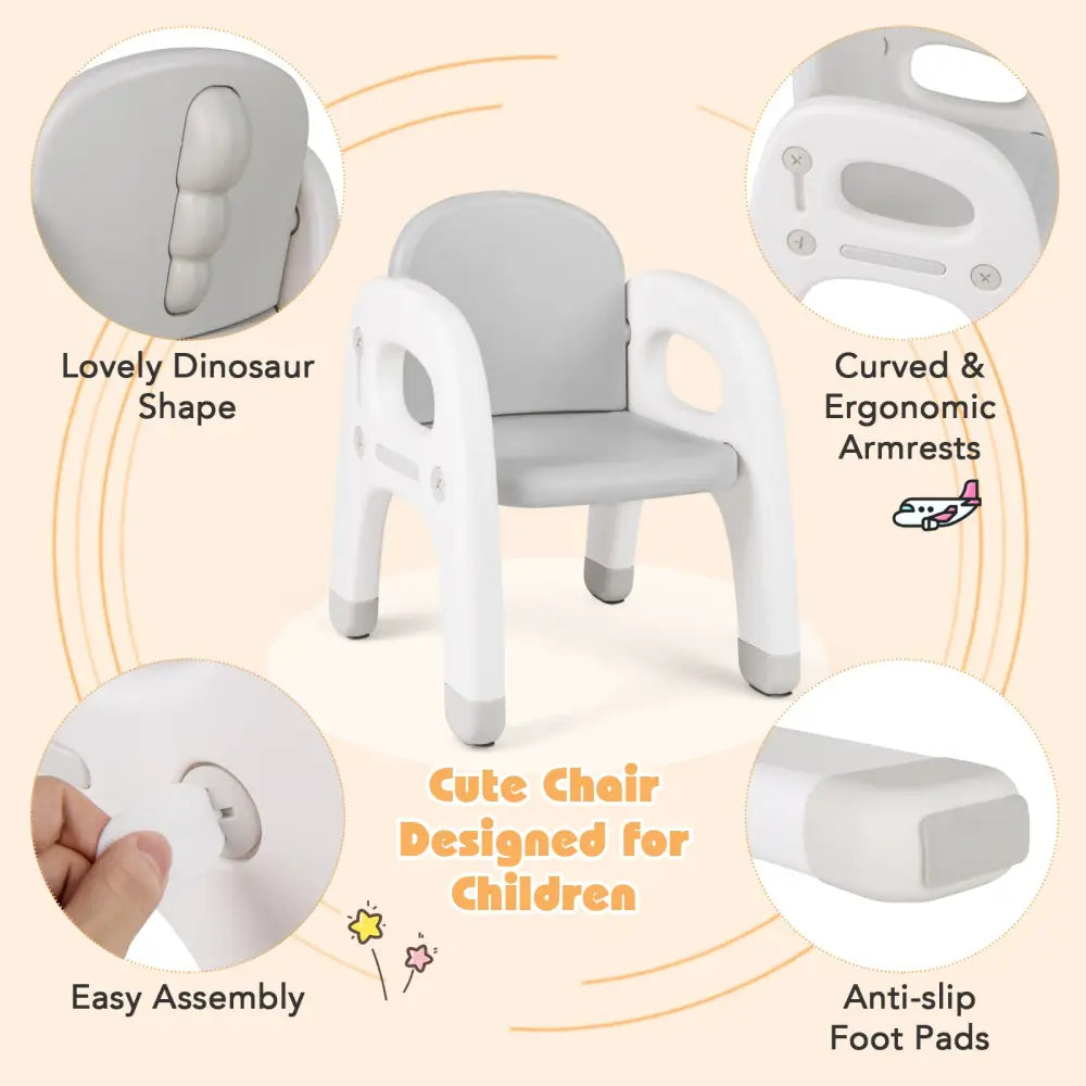 Kids Activity Table and Chair Set with Montessori Toys for Preschool and Kindergarten-Gray - Gray - Kids Table & Chair