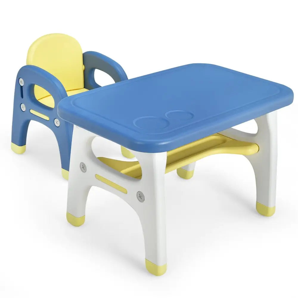 Kids Activity Table and Chair Set with Montessori Toys for Preschool and Kindergarten-Blue - Blue - Kids Table & Chair
