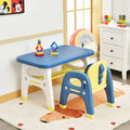 Kids Activity Table and Chair Set with Montessori Toys for Preschool and Kindergarten-Blue - Blue - Kids Table & Chair