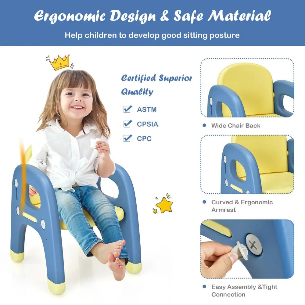 Kids Activity Table and Chair Set with Montessori Toys for Preschool and Kindergarten-Blue - Blue - Kids Table & Chair